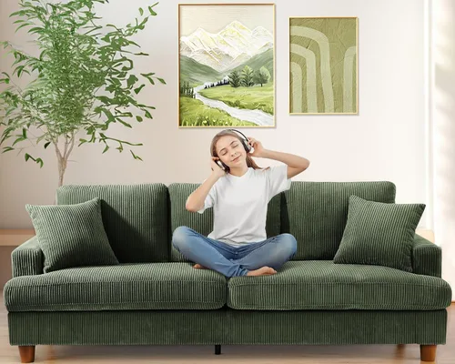 Miniatura 28 de Kidirect Silla de acento extragrande de 35.5 pulgadas, sillas de sala de montaje fácil, silla de lectura de pana para dormitorio, sillas de acento