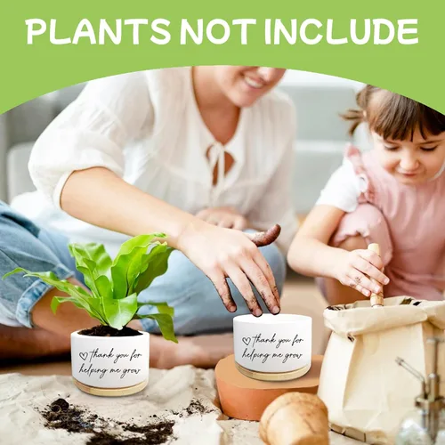 Miniatura 4 de Gracias por Ayudarme a Crecer Macetas Graciosas de Plantas Gracias Maceta Sin Planta, Maceta Pequeña de Suculentas para Plantas
