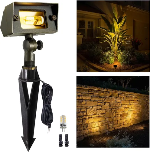 Miniatura 48 de Gardenreet Luz de Inundación de Bajo Voltaje para Exteriores - Luz LED de Lavado de Pared de Latón Sólido 12V, Paisajística de Cableado Fijo