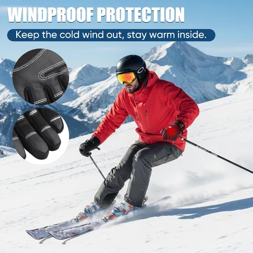 Miniatura 2 de Guantes térmicos antideslizantes e impermeables de invierno para hombres y mujeres, resistentes al viento, para clima frío, motociclismo, ciclismo