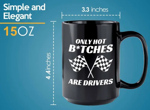 Miniatura 5 de Taza de café Racer de 15 onzas, color negro, solo conductores calientes, Fuel Speed Racer Car Guys Circuit, regalos para él, papá, hombres, novio