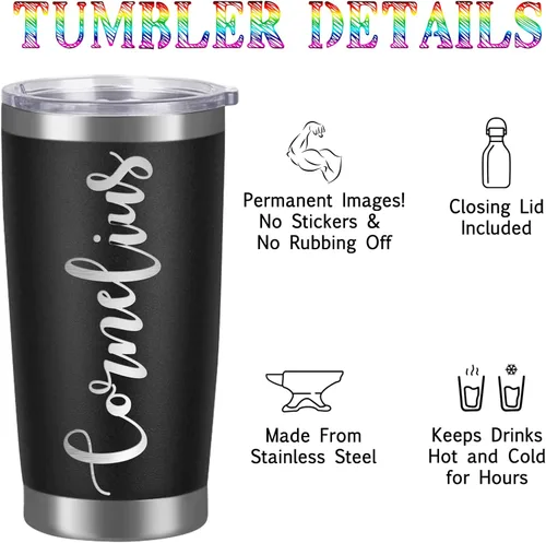 Miniatura 4 de Vasos personalizados con nombres, tapas y pajitas, tazas de viaje grabadas con láser personalizadas de 20 onzas, vasos aislados personalizados