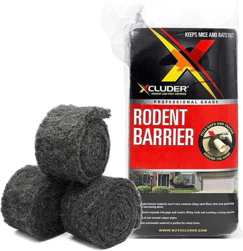 Miniatura 7 de Xcluder rollo de tela de protección contra roedores, 4” x 10’ de lana de acero inoxidable, protege contra ratas y ratones para propiedades