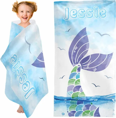 Miniatura 9 de YESCUSTOM Toallas de baño personalizadas con nombre, toallas de playa personalizadas Uniocorn para adultos y niños, microfibra de dibujos animados