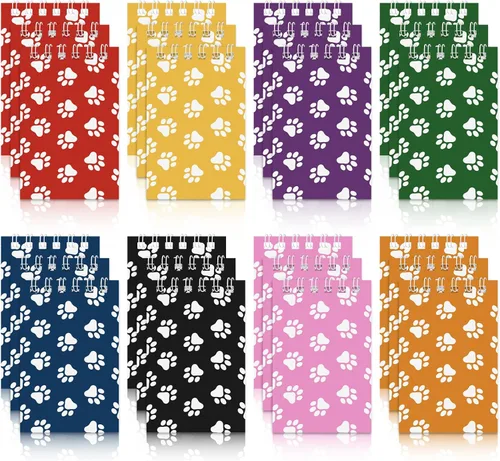 Weecent 24 mini cuadernos con diseño de pata de perro, recuerdos de fiesta para niños, cachorros, bloc de notas de animales, cuadernos de bolsillo