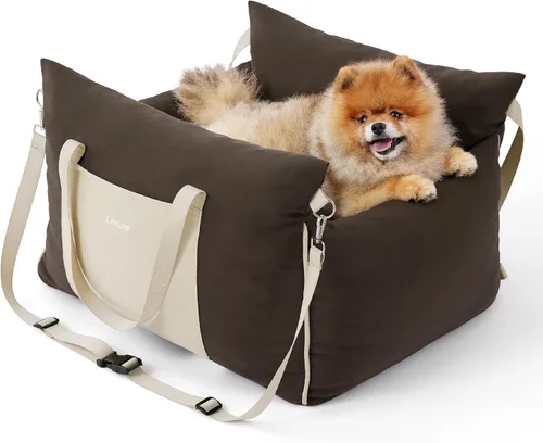 Miniatura 13 de Lesure Asiento de automóvil para perros pequeños - Asiento elevador para perro con parte inferior impermeable, correa de seguridad con clip