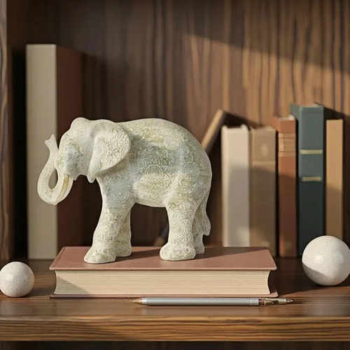 Miniatura 5 de Guichifun Estatuas de Elefante Decorativas Figuras Coleccionables - Decoración de Elefante Bohemio de Resina Crema Hecho a Mano Trae Buena Suerte