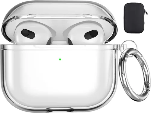 Miniatura 39 de Valkit - Funda transparente protectora para estuche de AirPods, con llavero, poliuretano termoplástico suave, a prueba de golpes, compatible