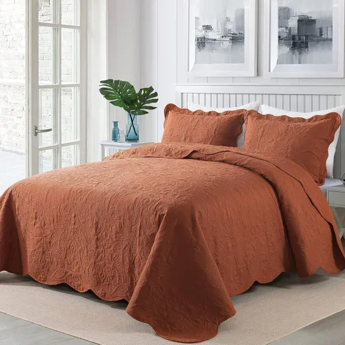 Miniatura 343 de HoneiLife - Juego de colcha de tamaño Queen, juego de ropa de cama de pana bordada de 3 piezas, colcha de lujo, ligera, cálida, para todas las Pana