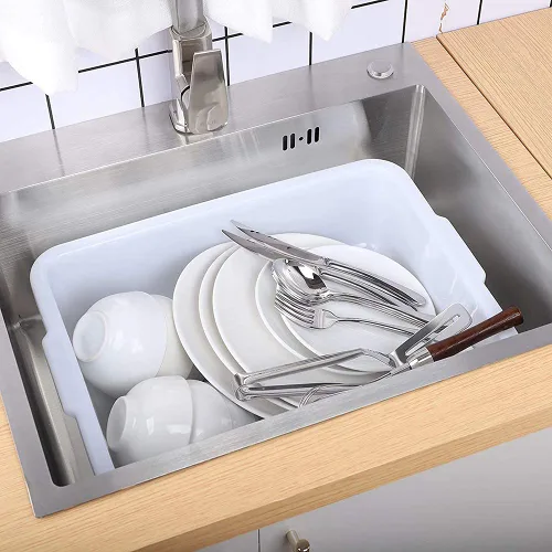 Miniatura 9 de 5 paquetes de cajas/bolsas de tinas de autobús comerciales, contenedor de almacenamiento de plástico blanco con asas/lavabo (8 litros)