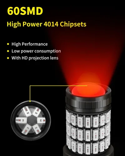 Miniatura 4 de Focos LED de color rojo brillante 3157 3156 3057 3056 con proyector para luces de freno traseras, compatibles con Toyota Tundra 2007-2017 2018 2019