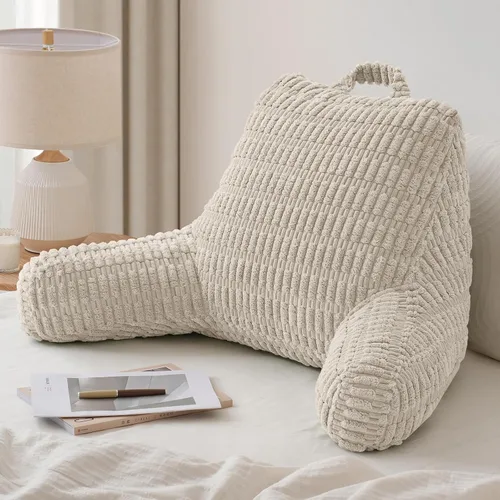 Miniatura 18 de Blissful Diary Almohada de lectura para sentarse en la cama, almohada de espalda de franela para adultos y niños, cojín de respaldo para sentarse