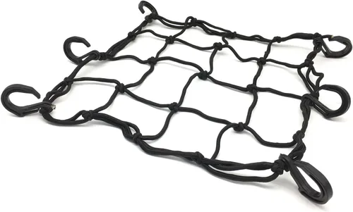 Miniatura 2 de Equipaje universal de red elástica para casco de motocicleta de 12 x 12 pulgadas con 6 ganchos de plástico compatibles con red de equipaje