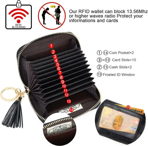 Miniatura 3 de APHISON RFID - Porta tarjeta de crédito con cremallera carteras pequeñas para mujer en cuero estilo girasol para mujer y niña caja de regalo 1927