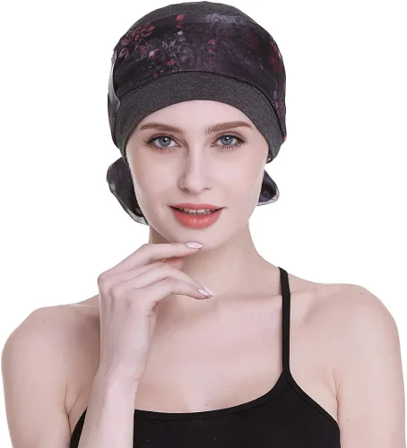 Miniatura 2 de Elegante gorro de quimioterapia con bufandas sedosas para mujeres con cáncer para pérdida de cabello