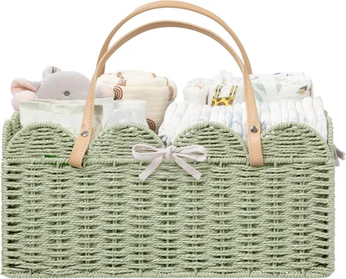 Miniatura 12 de HBlife Organizador grande de pañales para bebé, cestas de almacenamiento de cuerda de papel, contenedor de guardería con divisor extraíble