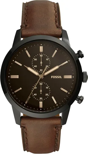 Miniatura 9 de Fossil Men's Townsman Quartz Stainless Steel and Leather Chronograph Watch Cuero Marrón/Plata/Azul