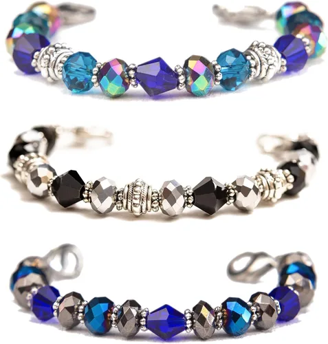 Miniatura 43 de Pulsera elástica de alerta médica, pulsera de identificación médica de repuesto intercambiable, etiqueta de identificación no incluida, cristales