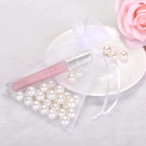 Miniatura 4 de 50 bolsas de papel de regalo de 4 x 6 pulgadas, tela de tul transparente de organza, bolsa de cordón blanco para baby shower, fiesta de cumpleaños