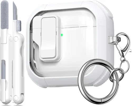 Miniatura 20 de Funda para AirPods de 4ª Generación, Diseño Transparente con Tapa Emergente Automática, Incluye Herramienta de Limpieza, Duradera y Resistente a