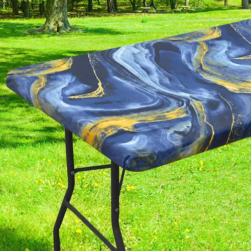 Miniatura 34 de Smiry Mantel cuadrado para mesa de pícnic, impermeable, elástico, ajustable, para campamento, protector de vinilo con parte trasera de franela Beige