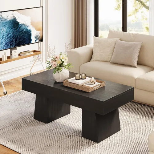 Miniatura 3 de LITTLE TREE - Mesa de café de granja, mesas de centro rectangulares de madera de 47 pulgadas con base gruesa, muebles modernos de cóctel y té