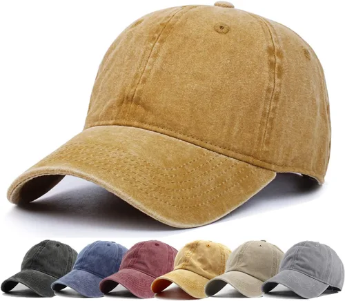 Miniatura 35 de HH HOFNEN Gorra de béisbol de algodón de sarga lavada y desgastada, vintage, ajustable, para hombre y mujer