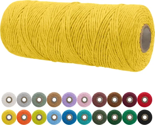 Miniatura 109 de JeogYong Cordón de macramé de un solo hilo 2mm x 164 yardas (492 pies) Cuerda de algodón suave, hilo de macramé 2 mm, suministros de macramé