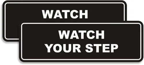 Miniatura 15 de Signs ByLITA Letrero estándar para pared o puerta con texto en inglés «Watch Your Step», señalización de salud y seguridad (negro), mediano