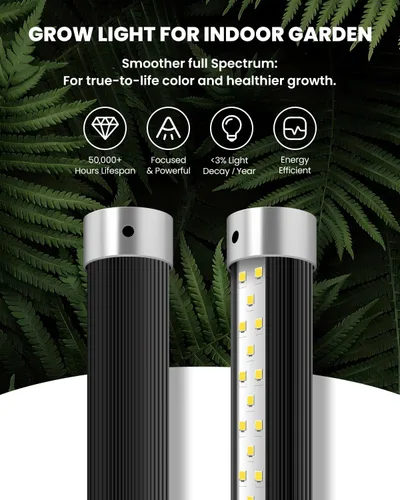 Miniatura 6 de SJZX - Luz de cultivo para plantas de interior, 40 LED de espectro completo con temporizador, luz de cultivo de alta PPFD, luz de cultivo vertical
