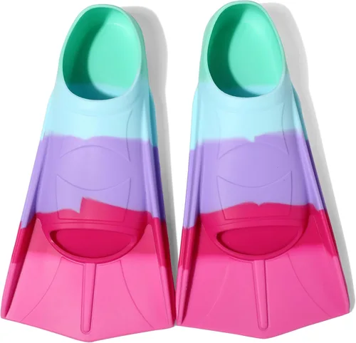 Aletas de Natación para Niños, Aletas Cortas Cómodas para Natación de Vueltas y Entrenamiento para Niños, Niñas, Niños, Principiantes Multicolor rosa