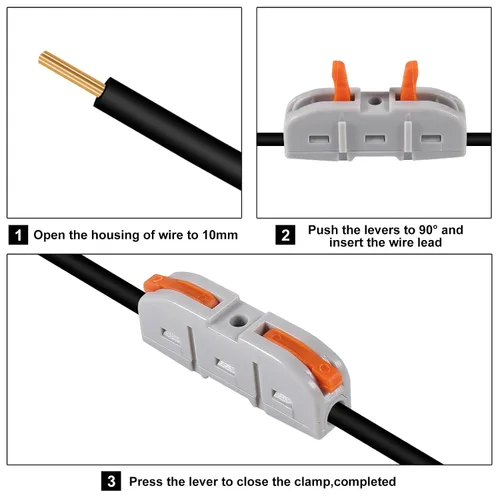 Miniatura 4 de Kit de conectores de cable de empalme eléctrico de conexión rápida, conectores de cable de palanca, terminales compactos en línea de empalme a tope