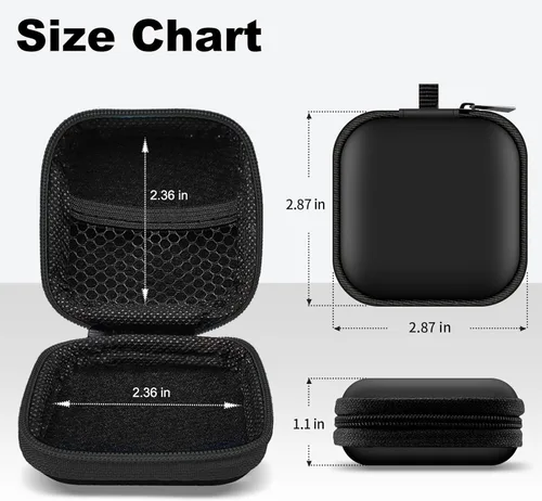 Miniatura 4 de Estuche cuadrado para auriculares, bolsa de almacenamiento portátil de EVA, organizador de accesorios para teléfono celular con mosquetón