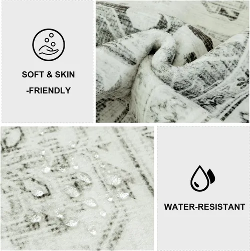 Miniatura 208 de Syalife 4x6 Alfombra Lavable para Área, Ultra Suave Antideslizante, Pila Baja, Alfombra Vintage Resistente a Manchas para Sala de Estar, Alfombra