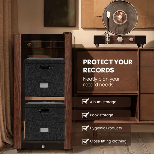 Miniatura 6 de Caja de almacenamiento de discos de vinilo resistente - Organizador de almacenamiento de álbumes con capacidad para más de 50 discos individuales