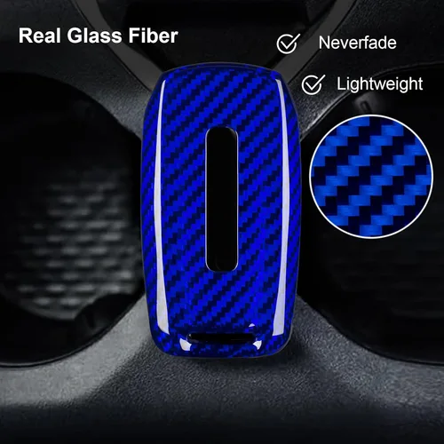 Miniatura 5 de Protector de llavero de fibra de carbono real para Dodge Ram 1500 2500 3500 accesorios, funda para llavero con llavero 2019-2025, azul