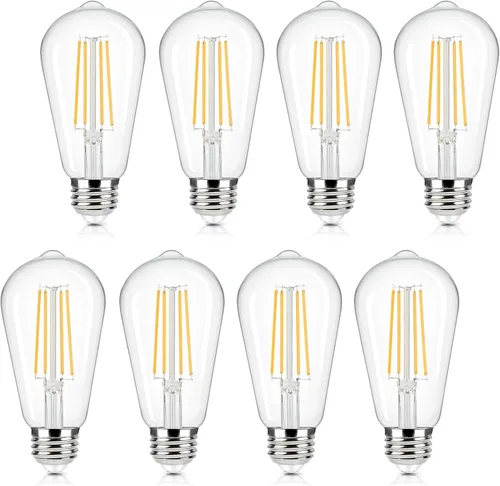 Brightever Bombillas LED Edison vintage equivalentes a 60 W, 6 W ST58 blanco cálido 2700 K, bombillas de filamento LED antiguo con base media E26,