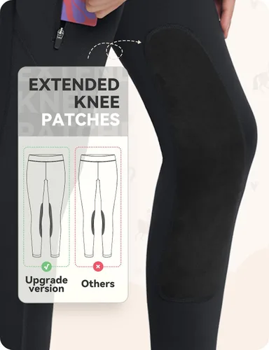 Miniatura 71 de baleaf Pantalones de equitación para niñas, pantalones ecuestres para niños, con parche en la rodilla, bolsillo con cremallera