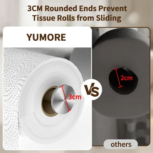 Miniatura 4 de YUMORE Soporte de papel higiénico, soporte de papel higiénico de acero inoxidable 304 para baño, doble rollo de papel higiénico con estante, Acabado