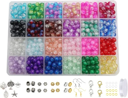 Miniatura 16 de 848 cuentas redondas de cristal agrietado – 0.236 pulgadas, 0.315 pulgadas, 0.394 pulgadas, 0.394 pulgadas, jade artificial para hacer joyas