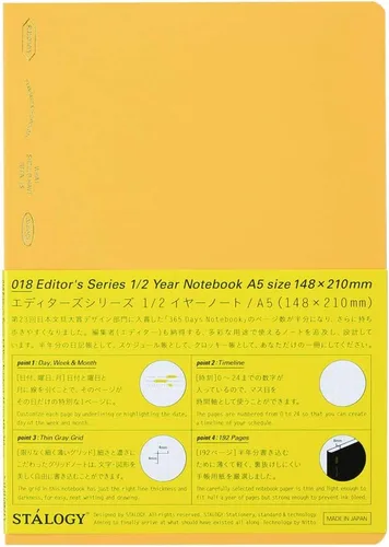 Nitoms S4111 STALOGY - Cuaderno, A5, Cuadrado, 1/2 Oreja, Amarillo