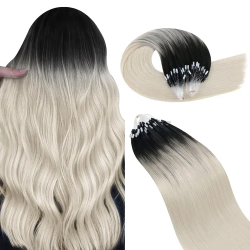 Miniatura 43 de Ugeat - Extensiones de cabello humano con microanillo, 14 pulgadas, extensiones de cabello Remy con microcuentas de 1 gm/hebra, 50 gms, extensiones