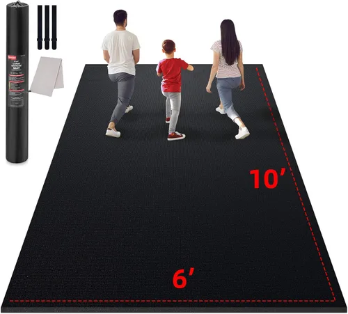 Miniatura 17 de GymCope - Alfombra grande para entrenar en casa, 12 x 6 pies, 10 x 6 pies, 9 x 6 pies, 8 x 6 pies, 7 x 5 pies, 6 x 4 pies, extragrueso, alfombra