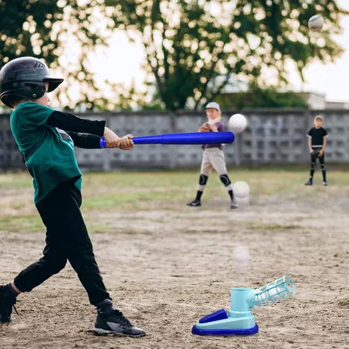Miniatura 7 de ArtCreativity Máquina de lanzamiento de béisbol para niños, juguete de lanzar para niños con bate plegable + 3 pelotas de béisbol, entrenador