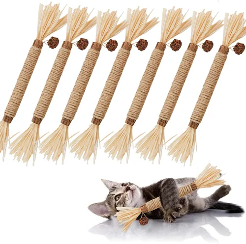 Miniatura 7 de Juguetes para gatos, 6 piezas de juguetes para gatos de interior, juguete de hierba gatera para masticar Silvervine Stick para limpiar dientes