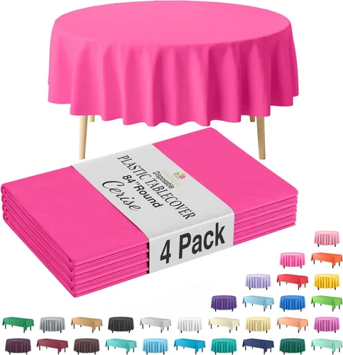 Miniatura 21 de Party Solids Paquete de 4 manteles de plástico color azul aguamarina, 54 x 108 pulgadas, mantel desechable para fiestas y pícnics