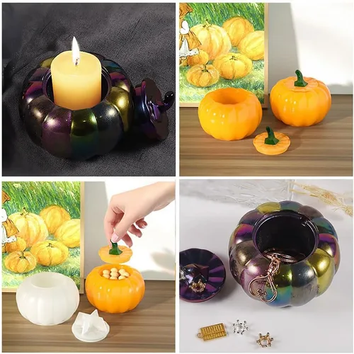 Miniatura 7 de SiliconeMoldsPro - Moldes de silicona para decoración de Halloween, juego de portavelas y caramelos - Caja de moldes de resina epoxi de 3 piezas