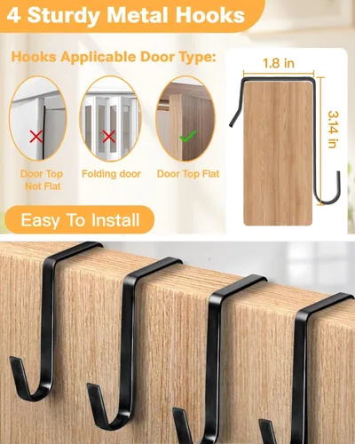 Miniatura 8 de Organizador de almacenamiento de zapatos sobre la puerta, zapatero colgante de 8 niveles detrás de la puerta con 6 bolsillos grandes y profundos, 8