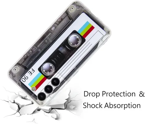 Miniatura 9 de FAteamll Funda para Galaxy S22 a prueba de golpes a prueba de arañazos con TPU suave parachoques retro cassette cinta caso compatible con Samsung