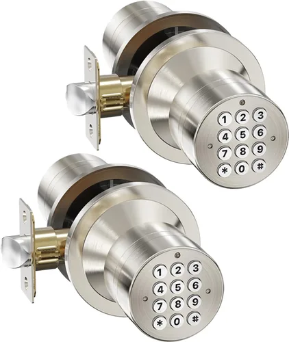 Miniatura 11 de Cerradura de entrada sin llave con código, pomo de puerta digital con teclado para dormitorio, puerta principal, garaje, hogar, apartamento, bronce